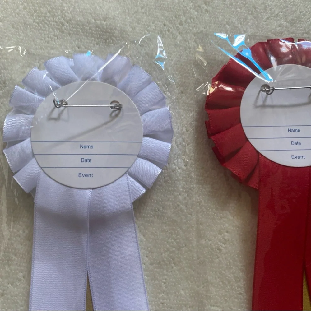 Gold-Accent Blue, Red & White Award Rosettes - 1st, 2nd & 3rd Place